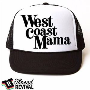 West Coast Mama black and white trucker hat